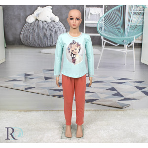 Детска пижама в оранжево и синьо Клара - 100% Памук